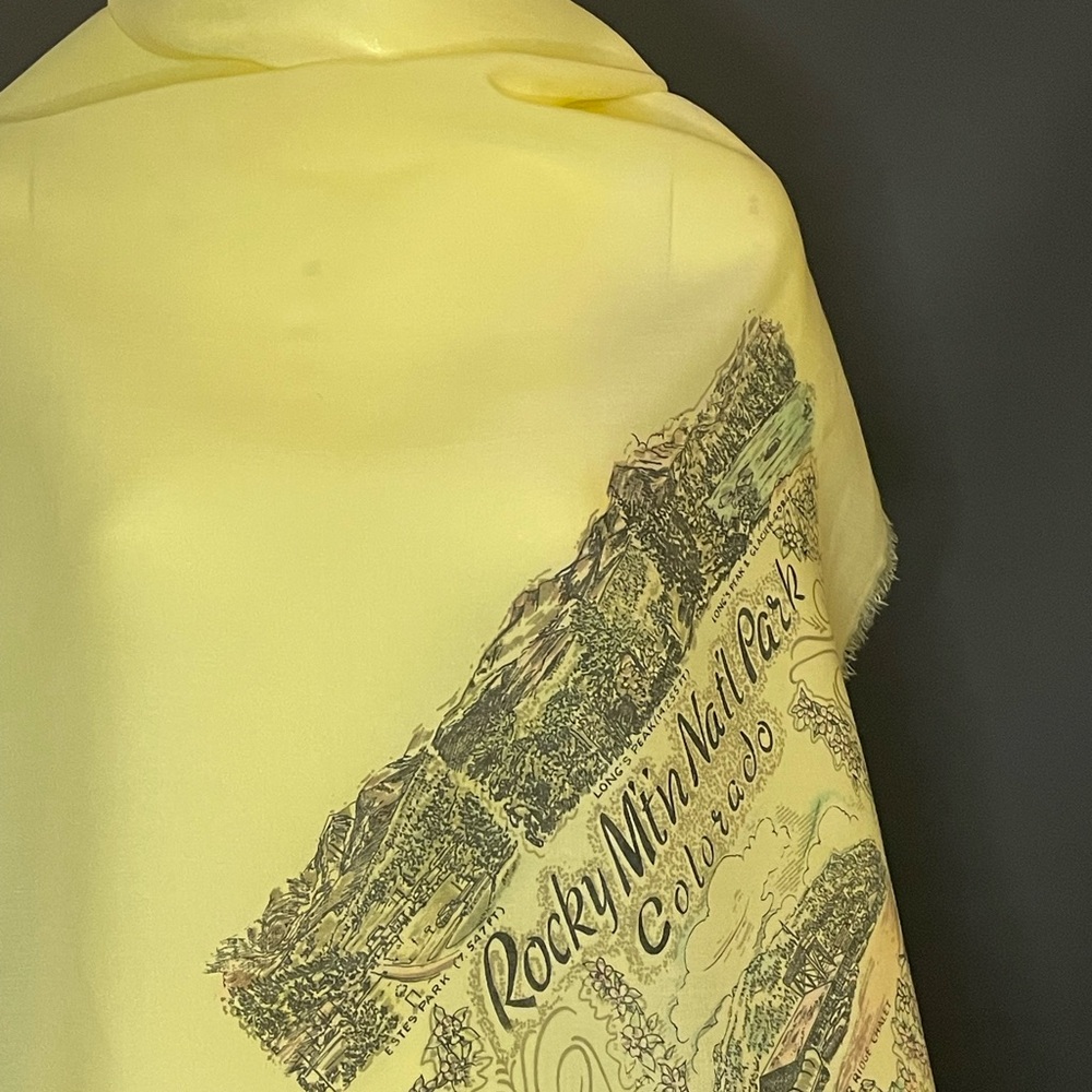 Vintage Rocky Mountain Park Souvenir Cotton Scarf 26 In Excellent Condition - Picture 5 of 9